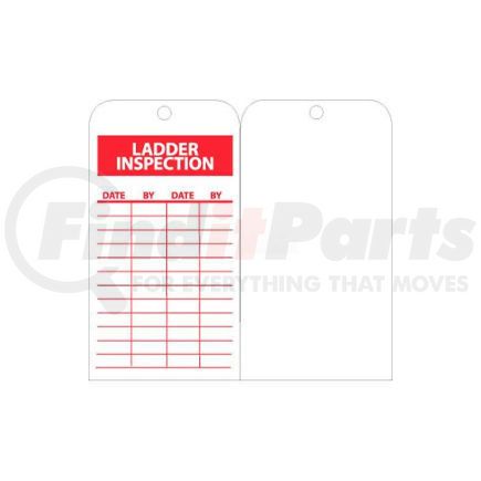 RPT168 by NATIONAL MARKER COMPANY - NMC RPT168 Tags, Ladder Inspection, 6" X 3", White/Red, 25/Pk