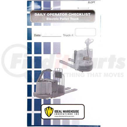 70-1078 by IRONGUARD SAFETY PRODUCTS - Replacement Checklist 70-1078 for Ideal Warehouse Electric Pallet Truck Checklist Caddy