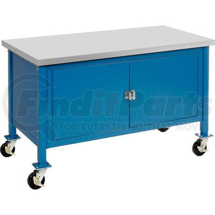 249220BL by GLOBAL INDUSTRIAL - Global Industrial&#153; 72"W x 30"D Mobile Workbench with Security Cabinet - ESD Safety Edge - Blue