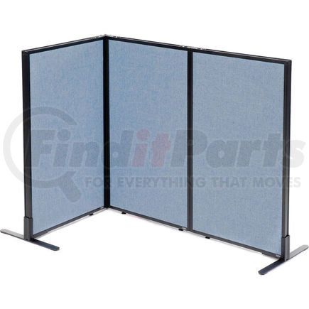 695093BL by GLOBAL INDUSTRIAL - Interion&#174; Freestanding 3-Panel Corner Room Divider, 24-1/4"W x 42"H Panels, Blue