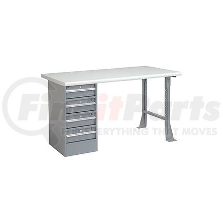 607685 by GLOBAL INDUSTRIAL - Global Industrial&#153; 72 x 30 Pedestal Workbench - 4 Drawers, Plastic Laminate Safety Edge - Gray