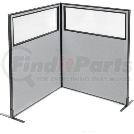 695025GY by GLOBAL INDUSTRIAL - Interion&#174; Freestanding 2-Panel Corner Room Divider w/Partial Window 48-1/4"W x 60"H Panels Gray