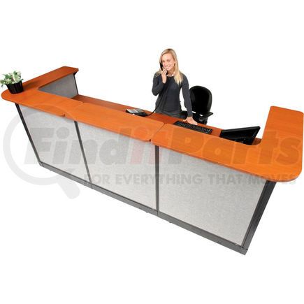 249010NCG by GLOBAL INDUSTRIAL - Interion&#174; U-Shaped Reception Station w/Raceway 124"W x 44"D x 46"H Cherry Counter Gray Panel