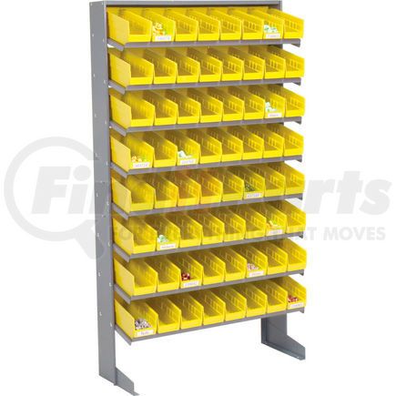 603426YL by GLOBAL INDUSTRIAL - Global Industrial&#153; 8 Shelf Floor Pick Rack - 64 Yellow Plastic Shelf Bins 4 Inch Wide 33x12x61