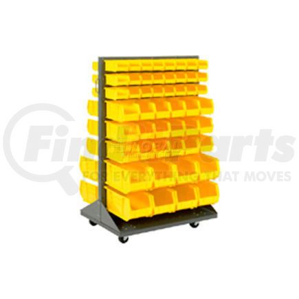 603392YL by GLOBAL INDUSTRIAL - Global Industrial&#153; Mobile Double Sided Floor Rack - 100 Yellow Stacking Bins 36 x 55