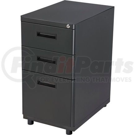 248772 by GLOBAL INDUSTRIAL - Interion&#174; 3 Drawer Pedestal Box File Cabinet, 16"W x 20"D x 29"H, Black