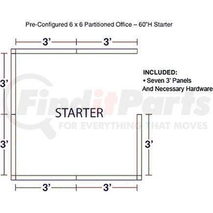 236619GY by GLOBAL INDUSTRIAL - Interion&#174; Pre-Configured Office Cubicle - 6'W x 6'D x 60"H - Starter Kit - Gray