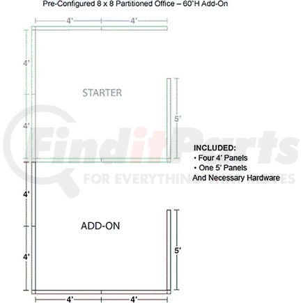 236653GY by GLOBAL INDUSTRIAL - Interion&#174; Pre-Configured Office Cubicle - 8'W x 8'D x 60"H - Add-On Kit - Gray