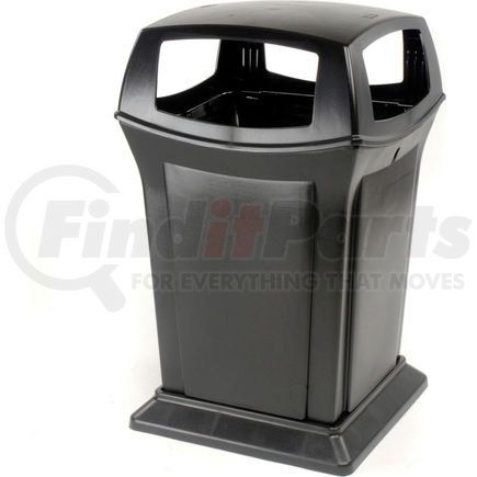 FG917388BLA by RUBBERMAID - Rubbermaid&#174; Plastic Square 4 Openings Trash Can, 45 Gallon, Black