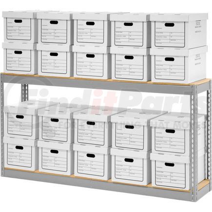 130154 by GLOBAL INDUSTRIAL - Global Industrial&#8482; Record Storage With Boxes 72"W x 15"D x 36"H - Gray