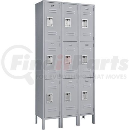 493424GY by GLOBAL INDUSTRIAL - Global Industrial&#153; Infinity&#174; Triple Tier 9 Door Locker, 12"Wx15"Dx24"H, Gray, Assembled