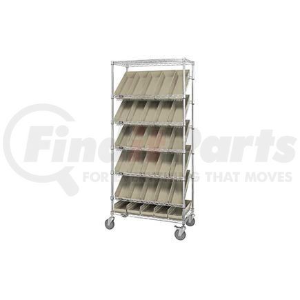 269003BG by GLOBAL INDUSTRIAL - Global Industrial&#153; Easy Access Slant Shelf Chrome Wire Cart 30 4"H Shelf Bins Ivory 36Lx18Wx74H