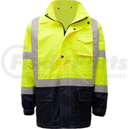 6003-L/XL by GSS SAFETY - GSS Safety 6003 Class 3 Premium Hooded Rain Coat, Lime with Black Bottom, L/XL