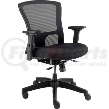 695487 by GLOBAL INDUSTRIAL - Interion&#174; 24 Hour Mesh Back Chair With Mid Back & Adjustable Arms, Fabric, Black