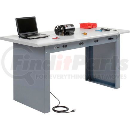 778107 by GLOBAL INDUSTRIAL - Global Industrial&#153; 72 x 30 Panel Leg Workbench - Power Apron & Plastic Laminate Safety Edge Top