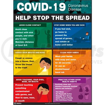 SP125301L by ACCUFORM - COVID-19 Coronavirus "Help Stop the Spread" Safety Poster, 17" X 22", Laminated Paper