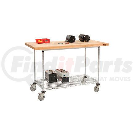 252321 by GLOBAL INDUSTRIAL - Global Industrial&#153; 60"W x 30"D Mobile Workbench - Wire Rack - Maple Butcher Block Square Edge
