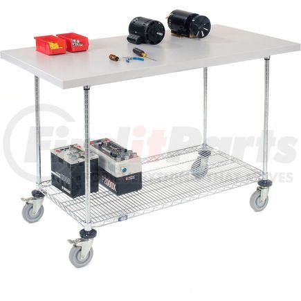 252322 by GLOBAL INDUSTRIAL - Global Industrial&#153; 60"W x 30"D Mobile Workbench with Wire Rack - Plastic Laminate Square Edge