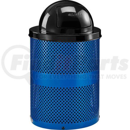 261949BL by GLOBAL INDUSTRIAL - Global Industrial&#153; Outdoor Perforated Steel Trash Can With Dome Lid, 36 Gallon, Blue