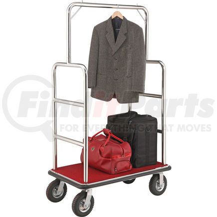 985117SL by GLOBAL INDUSTRIAL - Global Industrial&#8482; Silver Stainless Steel Bellman Cart Straight Uprights 8" Pneumatic Casters