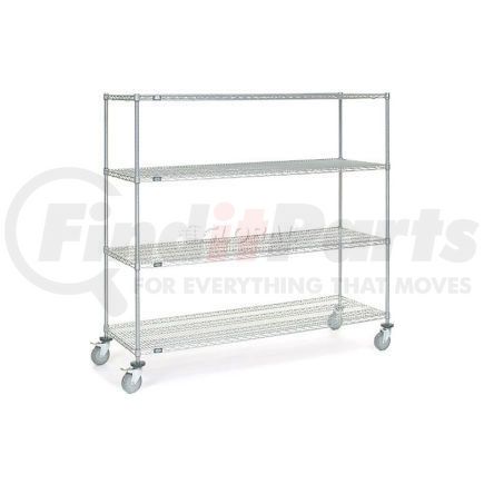 168221B by GLOBAL INDUSTRIAL - Nexel&#174; Chrome Wire Shelf Truck 72x24x69 1200 Pound Capacity with Brakes