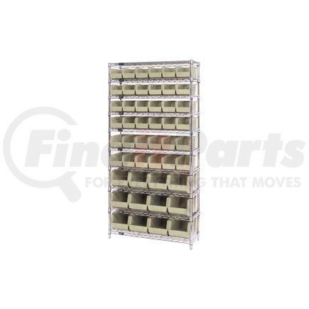 268925BG by GLOBAL INDUSTRIAL - Chrome Wire Shelving With 48 Giant Plastic Stacking Bins Ivory, 36x14x74