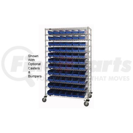 269039BL by GLOBAL INDUSTRIAL - Global Industrial&#153; Chrome Wire Shelving with 66 4"H Plastic Shelf Bins Blue, 48x24x74