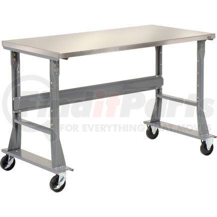 239123A by GLOBAL INDUSTRIAL - Global Industrial&#153; 72 x 30 Mobile Fixed Height C-Channel Flared Leg Workbench - Stainless Steel
