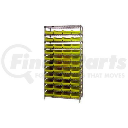 268974YL by GLOBAL INDUSTRIAL - Global Industrial&#153; Chrome Wire Shelving with 44 4"H Plastic Shelf Bins Yellow, 36x18x74