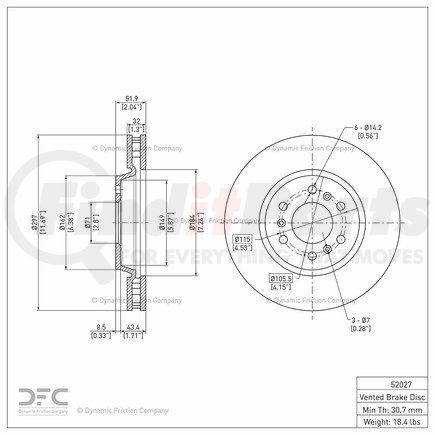 600-52027 by DYNAMIC FRICTION COMPANY - Disc Brake Rotor