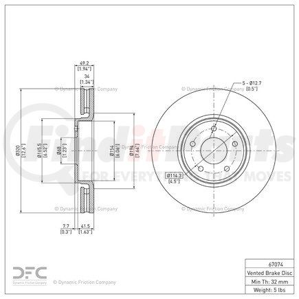 600-67074 by DYNAMIC FRICTION COMPANY - Disc Brake Rotor