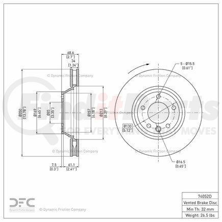 600-74052D by DYNAMIC FRICTION COMPANY - Disc Brake Rotor