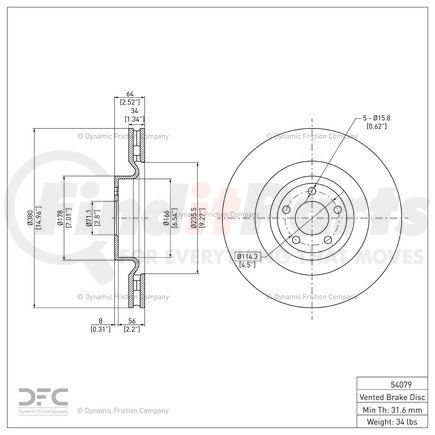 604-54079 by DYNAMIC FRICTION COMPANY - GEOSPEC Coated Rotor - Blank