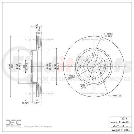 604-76078 by DYNAMIC FRICTION COMPANY - GEOSPEC Coated Rotor - Blank