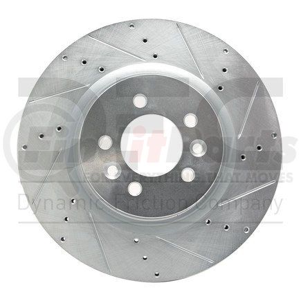 631-11011R by DYNAMIC FRICTION COMPANY - Brake Rotor - Drilled and Slotted - Silver