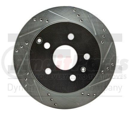 631-48058R by DYNAMIC FRICTION COMPANY - Brake Rotor - Drilled and Slotted - Silver