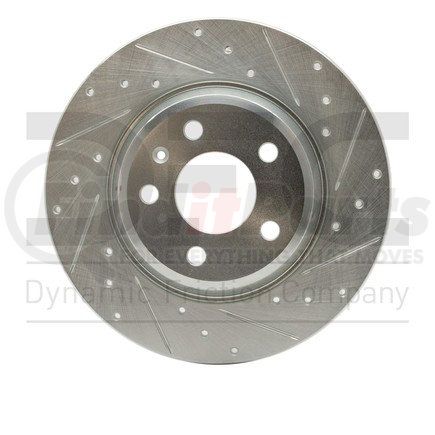 631-73061R by DYNAMIC FRICTION COMPANY - Brake Rotor - Drilled and Slotted - Silver