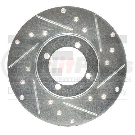 631-76007R by DYNAMIC FRICTION COMPANY - Brake Rotor - Drilled and Slotted - Silver