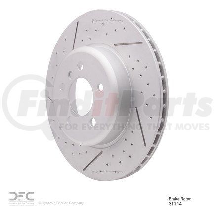 644-31114 by DYNAMIC FRICTION COMPANY - GEOSPEC Coated Rotor - Dimpled and Slotted