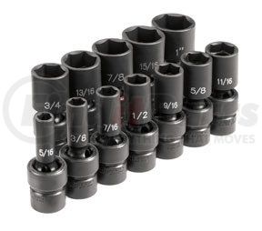 1212USD by GREY PNEUMATIC - 12 Pc. 3/8" Drive 6 Point SAE Semi-Deep Universal Socket Set