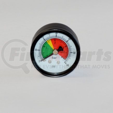 X011059 by DONALDSON - Air Pressure Gauge - 1.65" OD, BAR: 0-4.1/PSI: 0-60, Color-Coded, 1/8 NPT