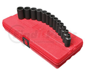 3338 by SUNEX TOOLS - 13 Pc. 3/8" Drive 12 Point Metric Semi-Deep Impact Socket Set