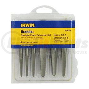 53645 by IRWIN HANSON - 6 Pc. Straight Flute Screw Extractor Set