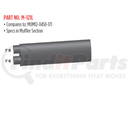 M-121L by GRAND ROCK - TYPE 3, 10" X 15" OVAL 44" BODY  5" INLET & OUTLET