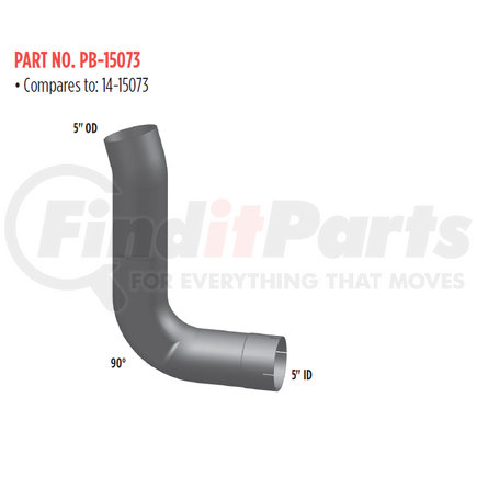 PB-15073 by GRAND ROCK - Exhaust Elbow - 90 Degree, 5" Pipe Inlet/Outlet Diameter, for 1985-2007 Peterbilt 379