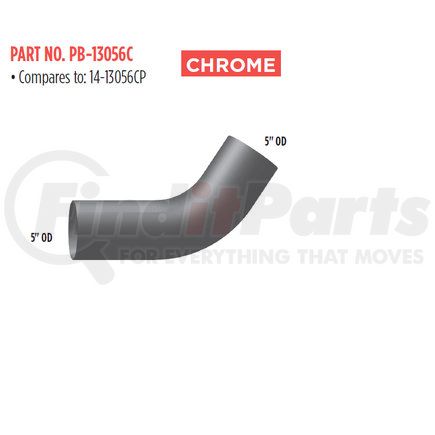 PB-13056C by GRAND ROCK - 5"  56 DEG. PETE CHROME ELBOW