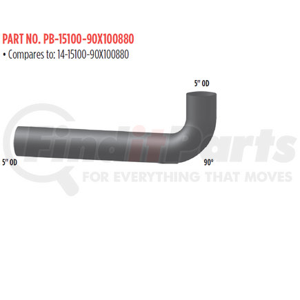 PB-15100-90X100880 by GRAND ROCK - Exhaust Elbow - Aluminized, 5" Length, 90 degree, OD/OD