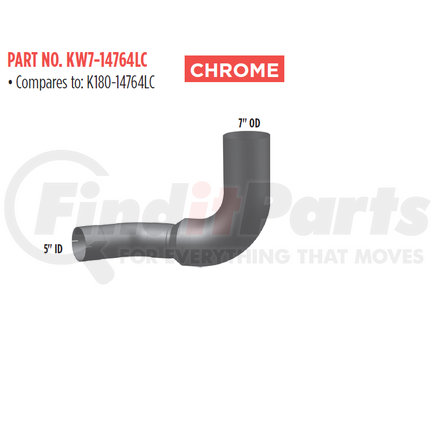 KW7-14764LC by GRAND ROCK - 7" K/W MUFFLER INLET ELBOW LEFT-CHROME