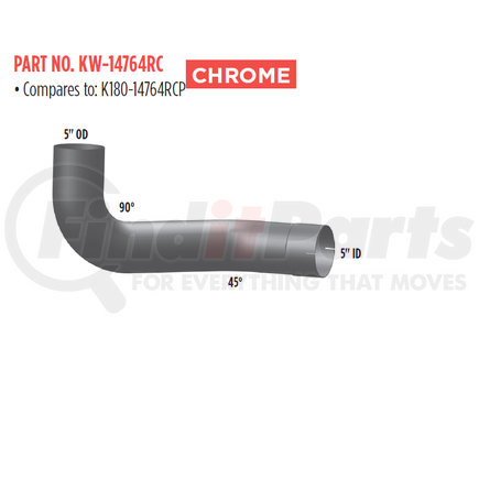 KW-14764RC by GRAND ROCK - REP: K180-14764RCP MUFFLER INLET B MODEL RIGHT 5"