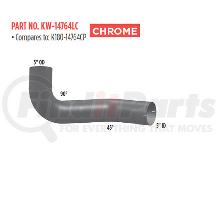 KW-14764LC by GRAND ROCK - REP: K180-14764CP MUFFLER INLET B MODEL LEFT 5"